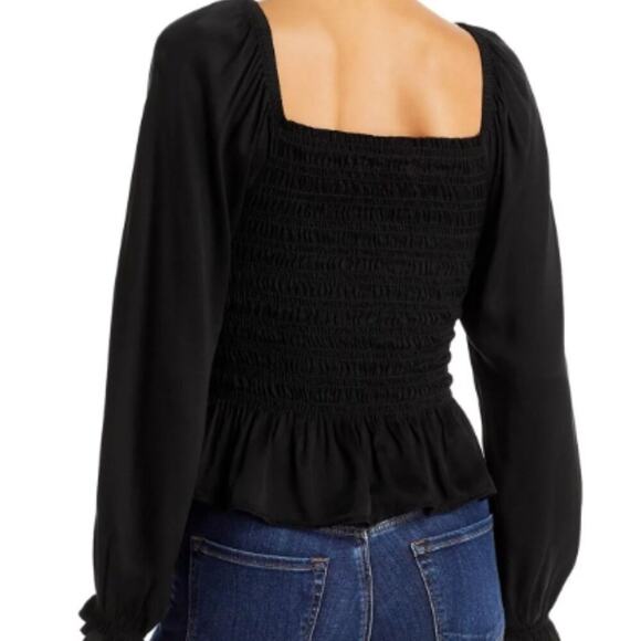 Bella Dahl Ruched Hi Low Blouse Black - Picture 2 of 2
